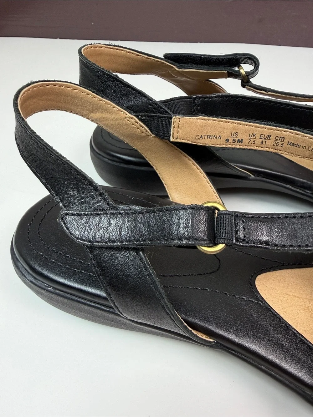 Naturalizer Catrina Black Leather Comfort Slingback 9.5M Walking Comfort Sandals